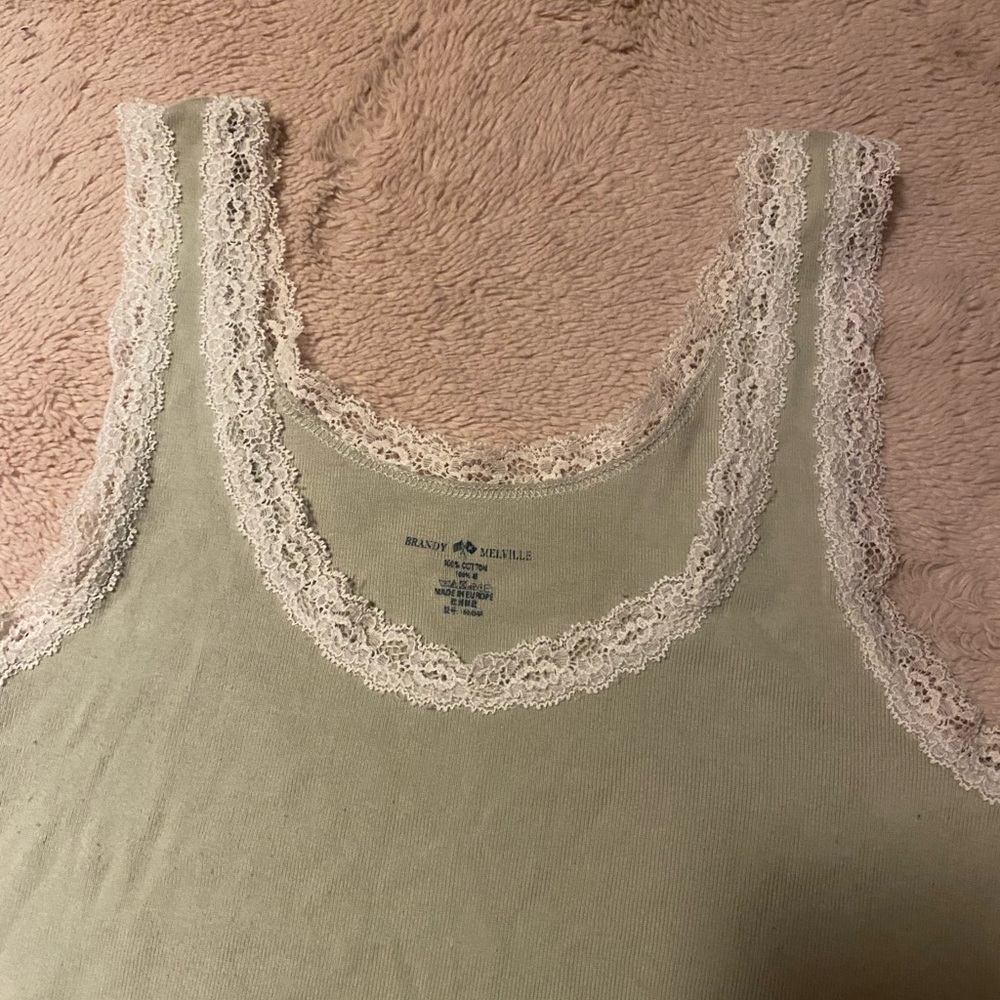 Rare sage green laced brandy melville tank